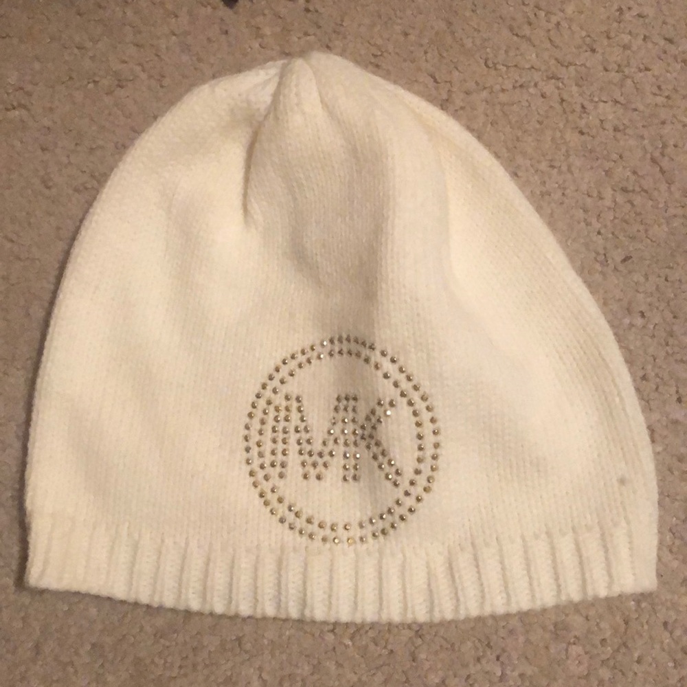 Michael Kors White Knit Beanie Hat